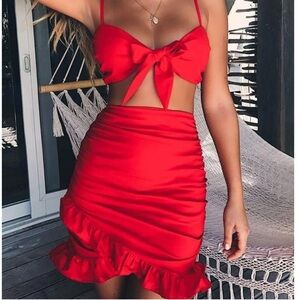 NEW Crop Top And Ruffle Skirt Two Piece XL